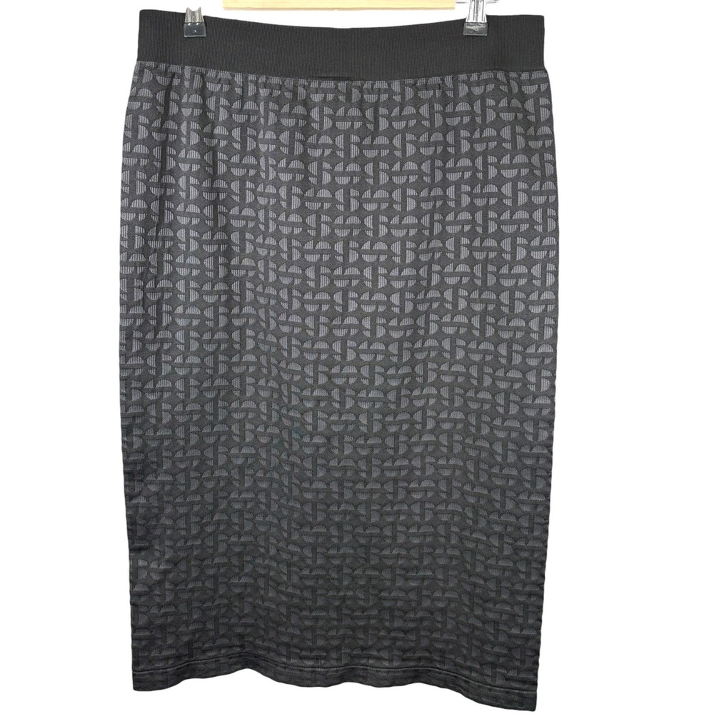 Sports Illustrated Womens‎ Grey Geometric Jacquard Knit Pencil Midi Skirt Size L